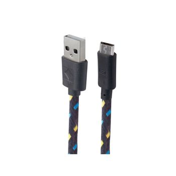 Cable Usb – Micro Usb (V8) Tipo Agujeta  Con Clip Organizador Negro