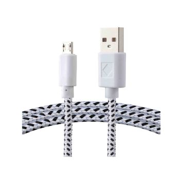 Cable Usb – Micro Usb (V8) Tipo Agujeta  Con Clip Organizador Blanco