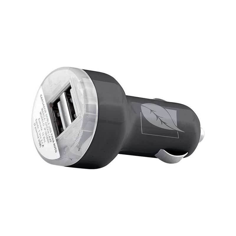 Cargador-Con-Doble-Puerto-Usb-Para-Automovil-Green-Leaf®-Negro