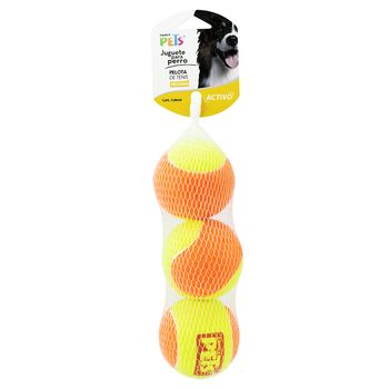 Juguete Pelota Med De Tenis Bicolor - 3 Pz