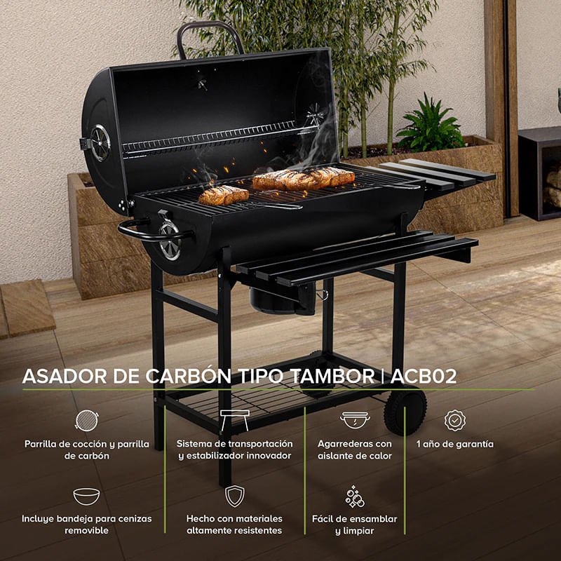 Asador-de-Carbon-Tipo-Tambor-con-Ruedas--Avera