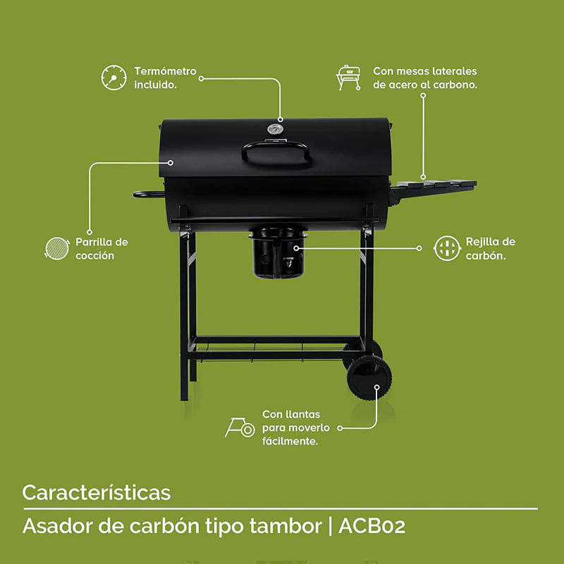 Asador-de-Carbon-Tipo-Tambor-con-Ruedas--Avera
