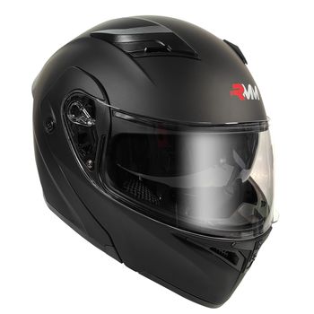 Casco Rmm 169 Abatible Negro Mate Con Lente Interno Y Luz Led  Talla: G