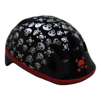 Casco Benotto Child Kit Negro Calavera Talla:M(5256Cm) Con Coderas/Rodilleras (5 Piezas)