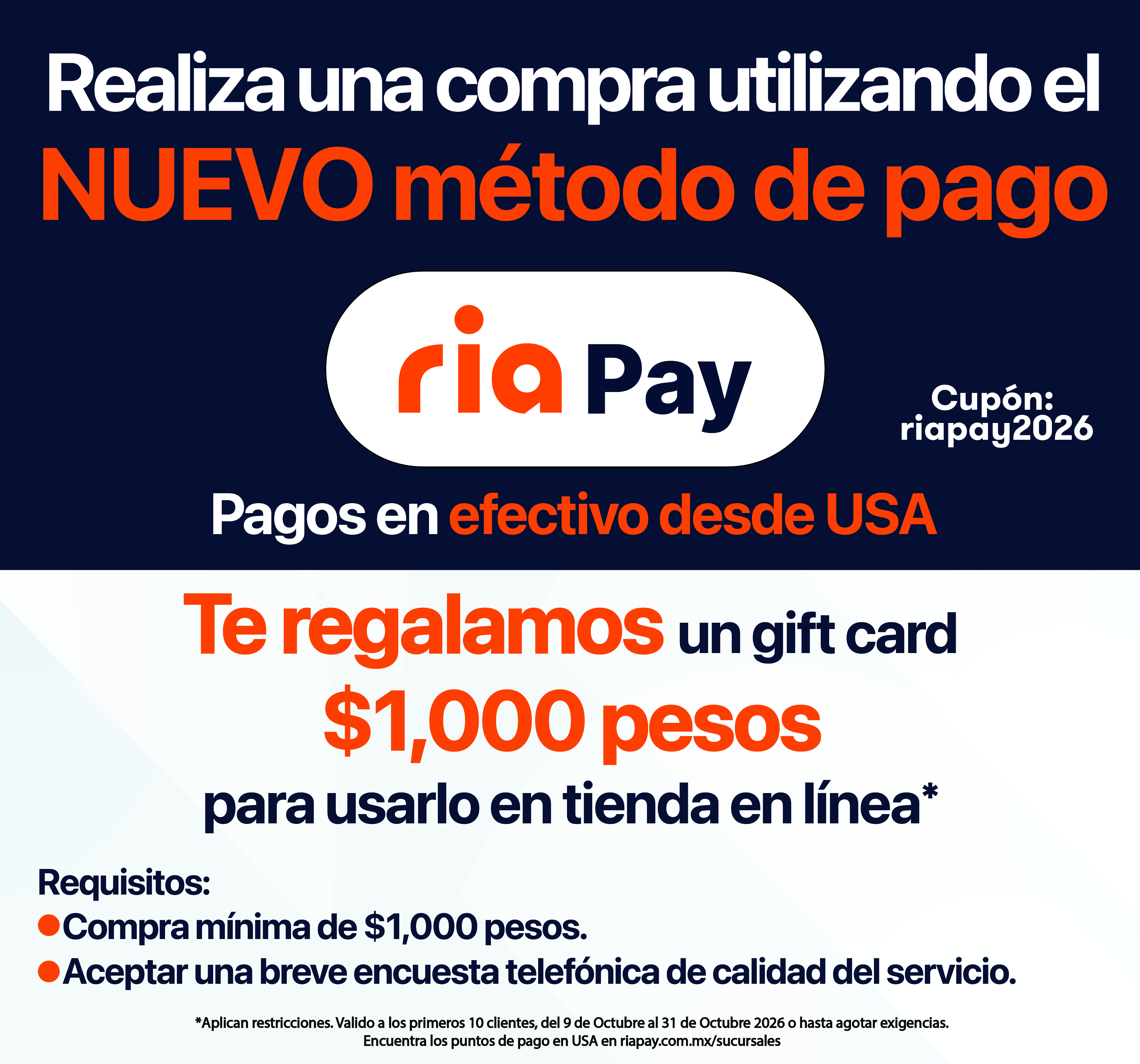 COMPRA CON RIAPAY Y GANA $1000 EN GIFCARD COMPRANDO SOLO $1000 EN CLIKSTORE