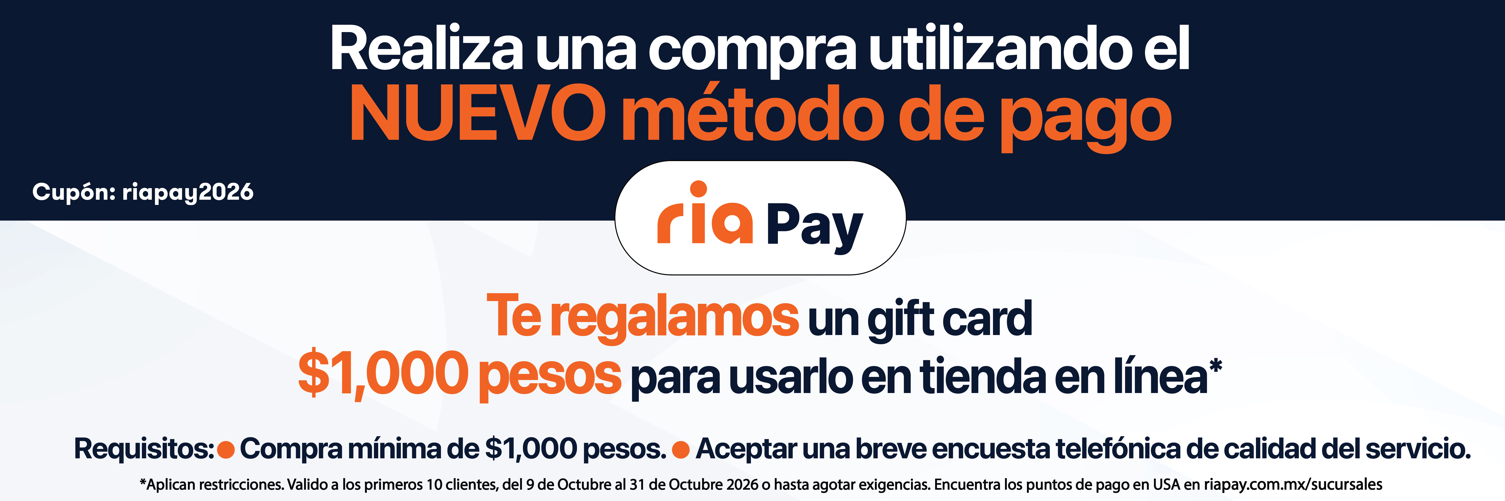 PAGO CON RIAPAY, $1000 EN GIFCARD COMPRANDO $1000
